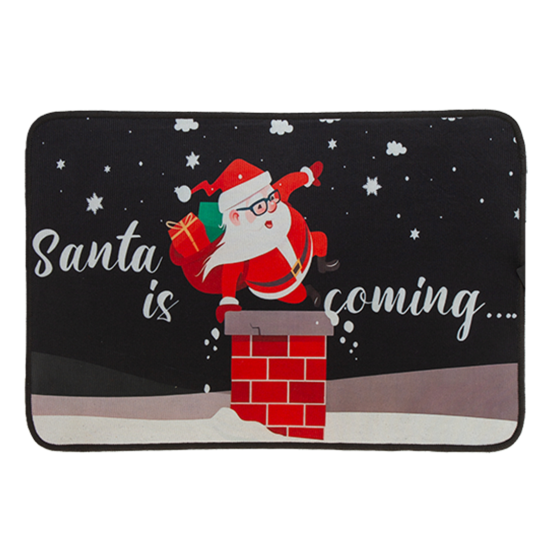 Santa is Coming Christmas Festive Non Slip Door Mat 60cm