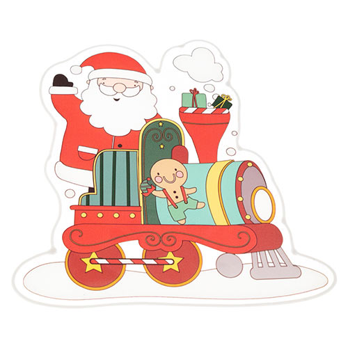 Santa Claus on Train Christmas Character Gel Window Sticker Product Gallery Image