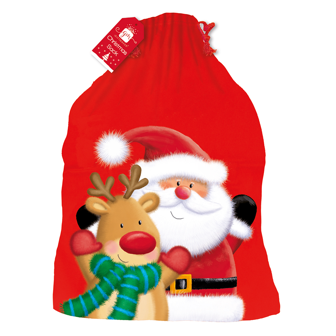 Santa Red Christmas Present Sack 60cm