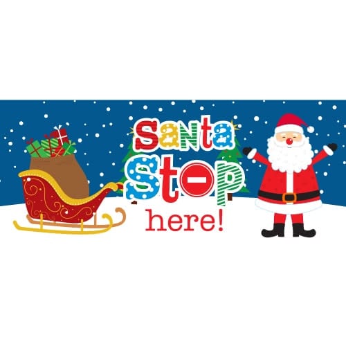 Santa Stop Here Sleigh Christmas PVC Party Sign Decoration Product Image