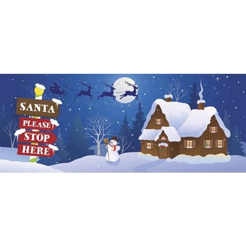 Santa Stop Here Christmas Night PVC Party Sign Decoration Product Image