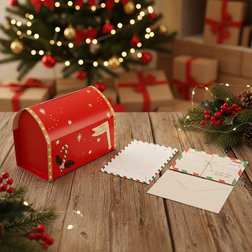 Santa's Mailbox with Christmas Letter Writing DIY Kit