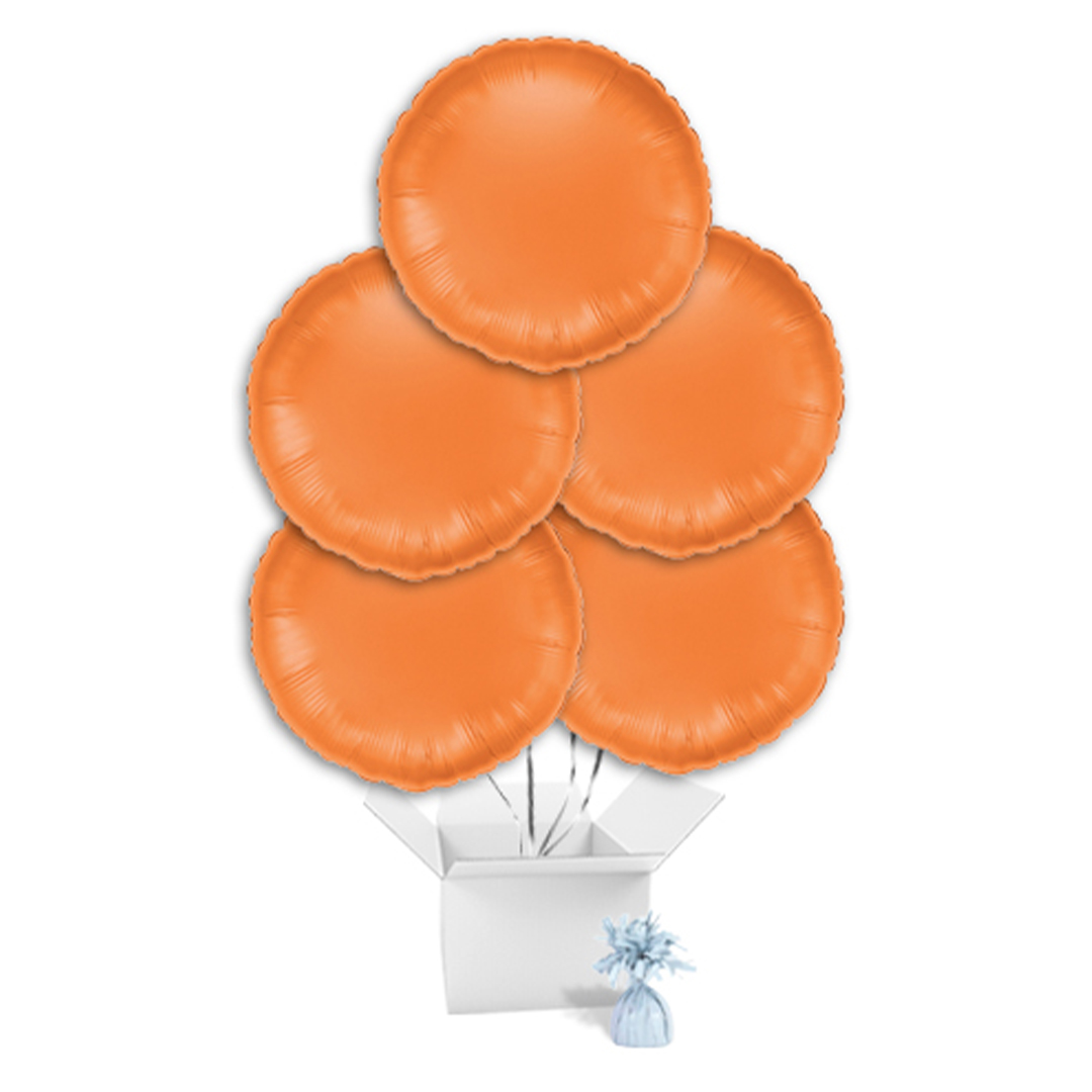 Satin Caramel Round Foil Balloon Bouquet - 5 Inflated Balloons In A Box