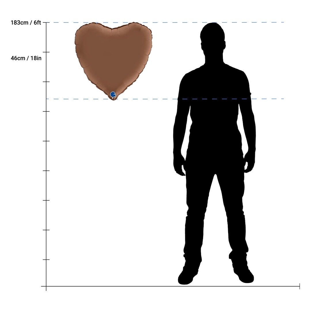 Satin Chocolate Brown Heart Shape Foil Helium Balloon 46cm / 18 in Product Gallery Image