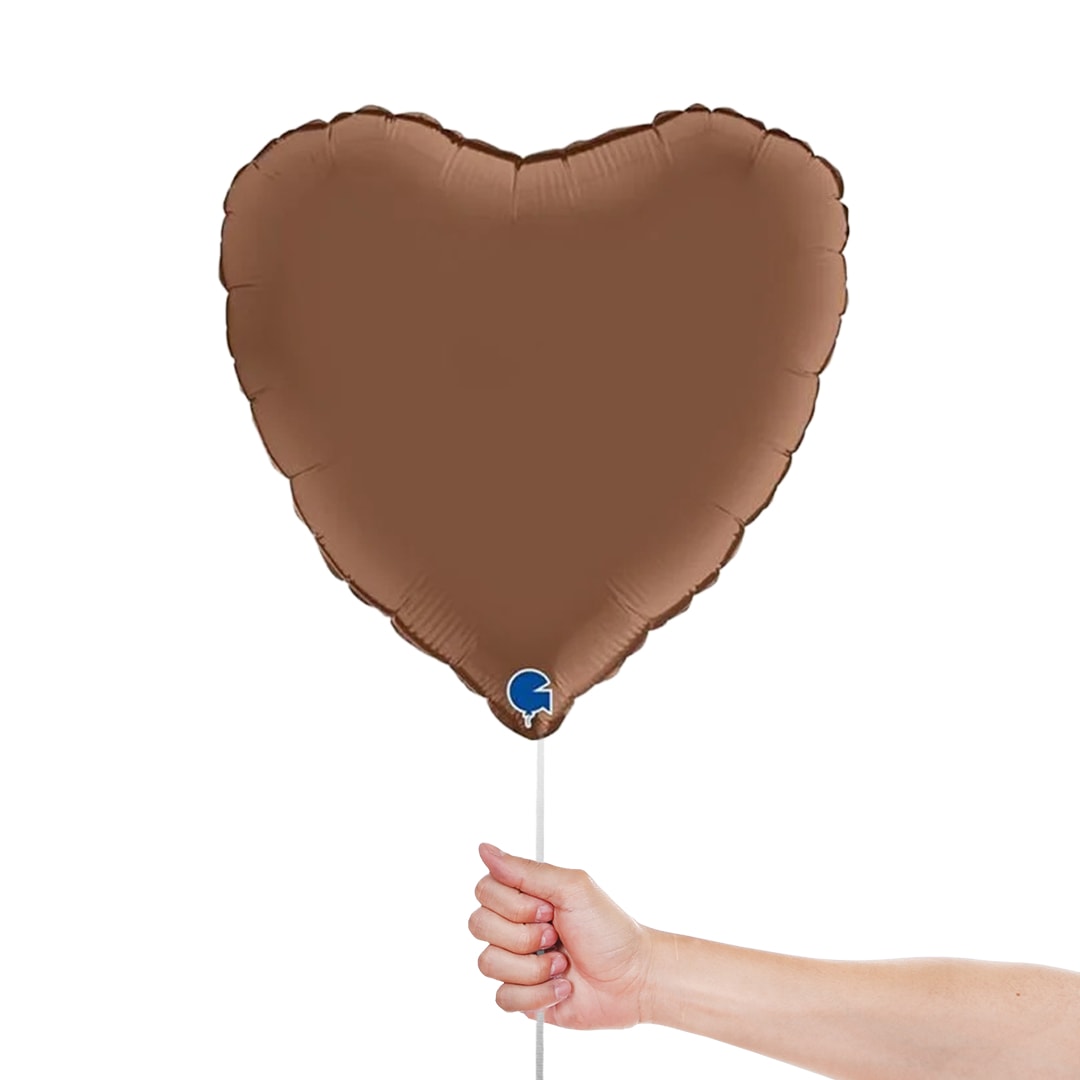 Satin Chocolate Brown Heart Shape Foil Helium Balloon 46cm / 18 in Product Gallery Image