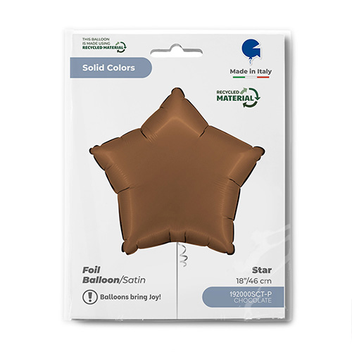 Satin Chocolate Brown Star Foil Helium Balloon 46cm / 18 in Product Gallery Image