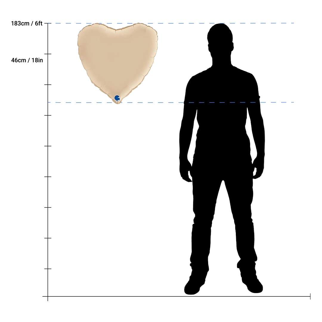 Satin Cream Heart Shape Foil Helium Balloon 46cm / 18 in Product Gallery Image