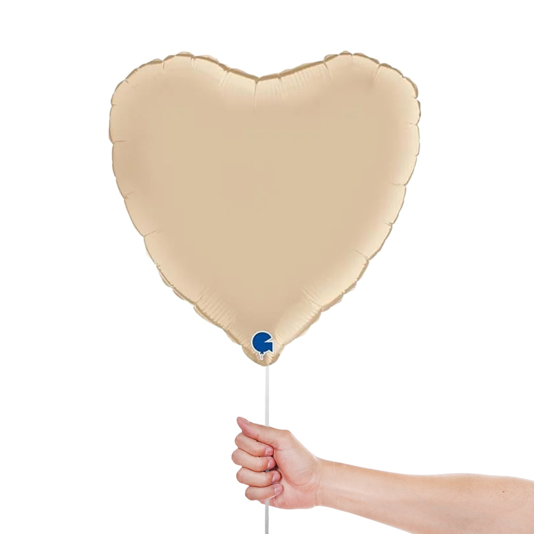 Satin Cream Heart Shape Foil Helium Balloon 46cm / 18 in Product Gallery Image