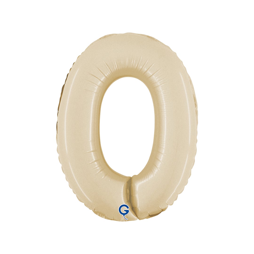 Satin Cream Number 0 Mini Air Fill Foil Balloon 36cm / 14 in