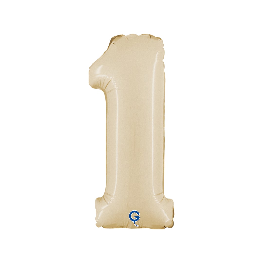 Satin Cream Number 1 Mini Air Fill Foil Balloon 36cm / 14 in