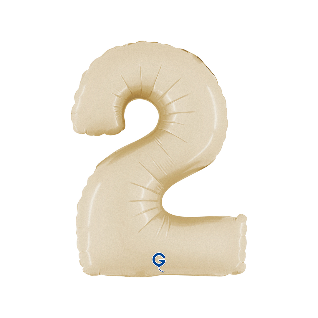 Satin Cream Number 2 Mini Air Fill Foil Balloon 36cm / 14 in