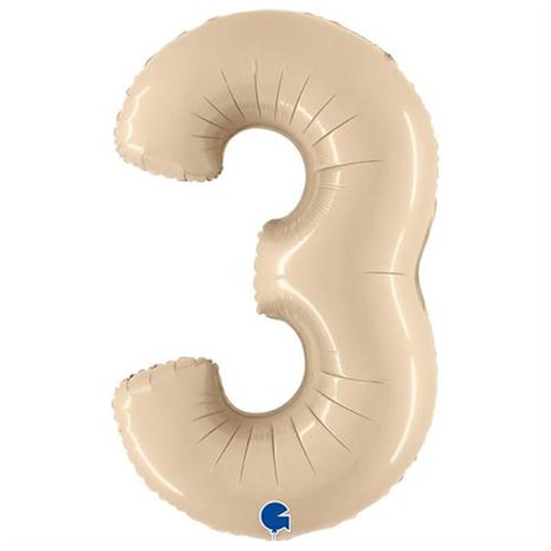 Satin Cream Number 3 Helium Foil Giant Balloon 102cm / 40 in Product Image