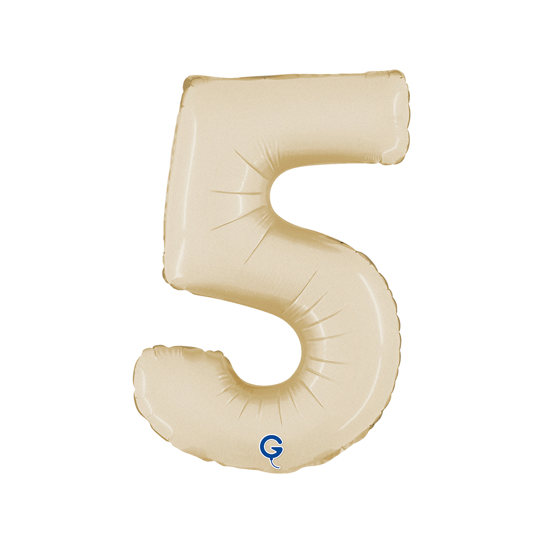 Satin Cream Number 5 Mini Air Fill Foil Balloon 36cm / 14 in