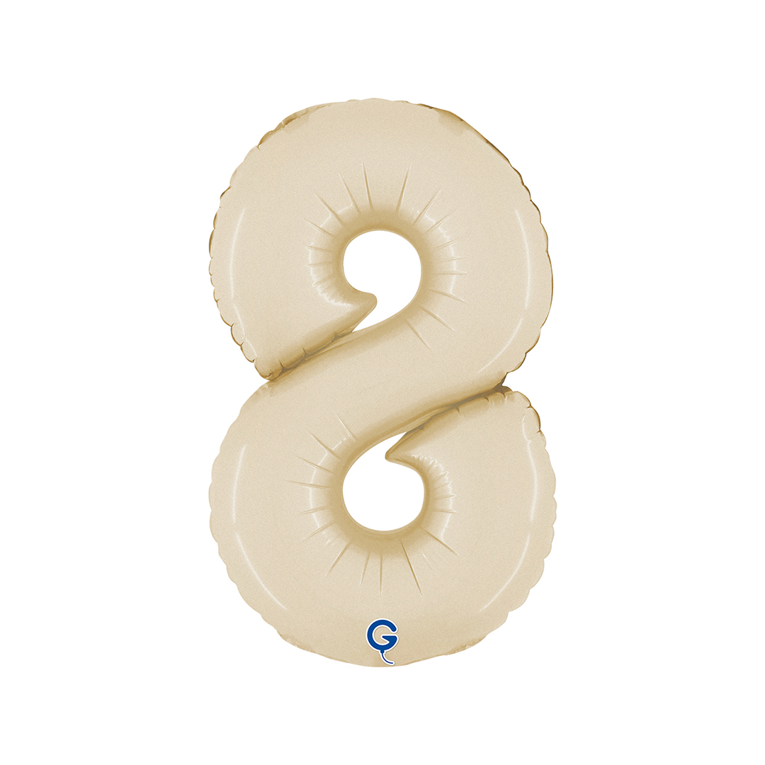 Satin Cream Number 8 Mini Air Fill Foil Balloon 36cm / 14 in