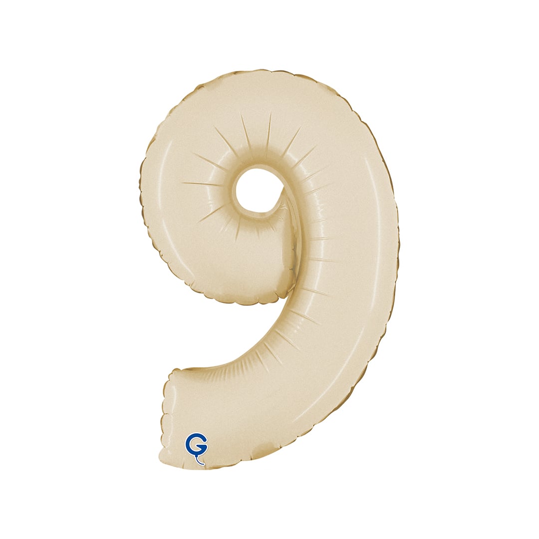 Satin Cream Number 9 Mini Air Fill Foil Balloon 36cm / 14 in
