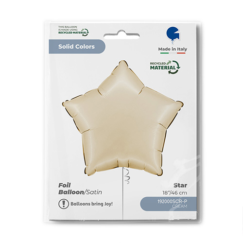 Satin Cream Star Foil Helium Balloon 46cm / 18 in Product Gallery Image