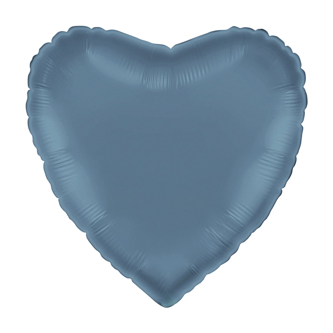 Satin Denim Blue Heart Shaped Foil Balloon 46cm / 18 in