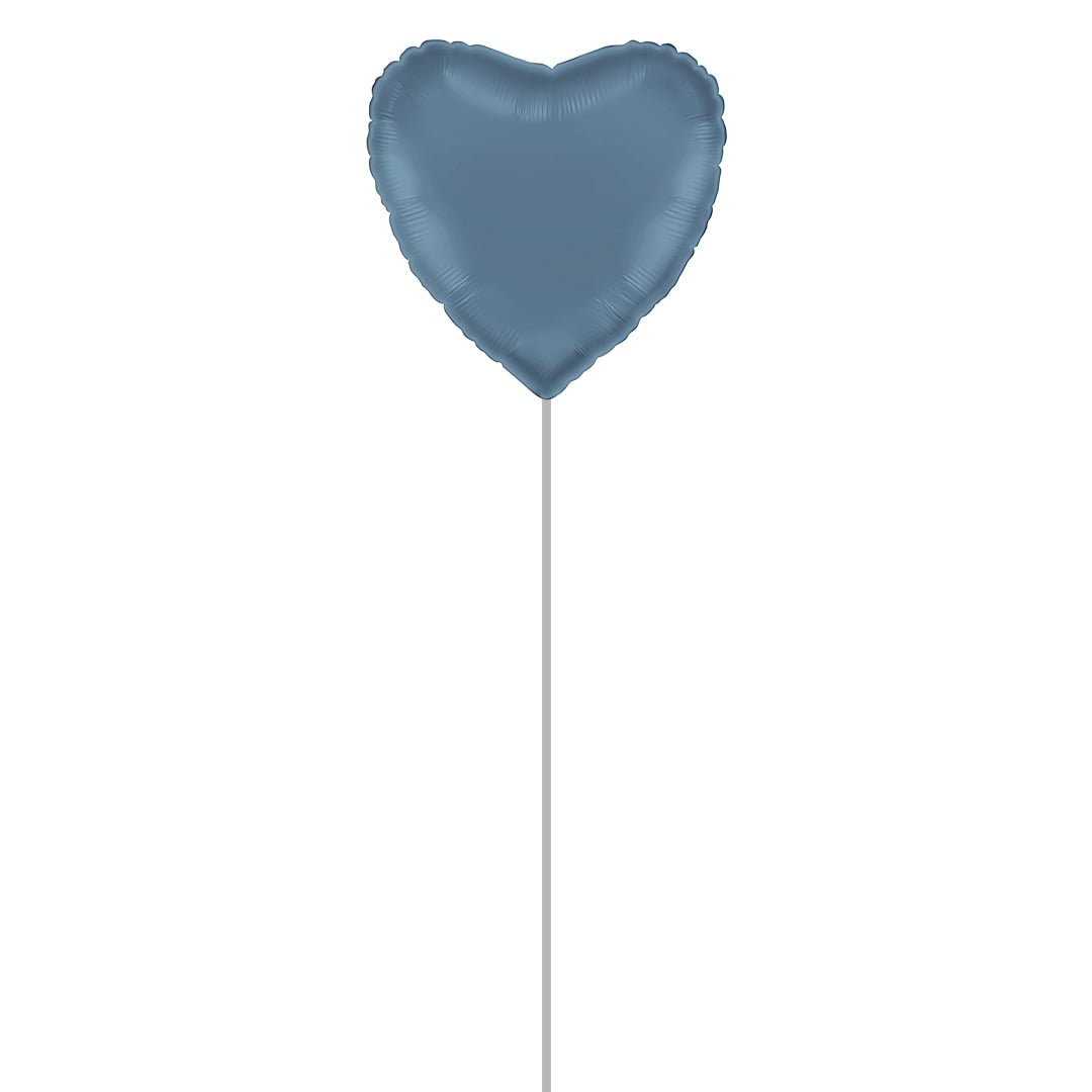 Satin Denim Blue Heart Shaped Foil Balloon - Inflated Balloon In A Box Product Gallery Image