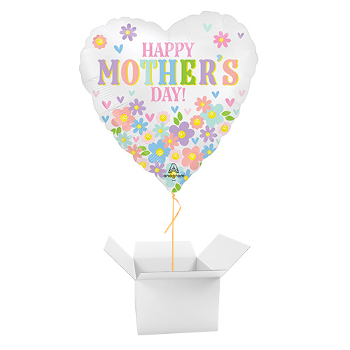Satin Happy Mother's Day Daisy Chain Round Foil Helium Balloon - Inflated Balloon in a Box