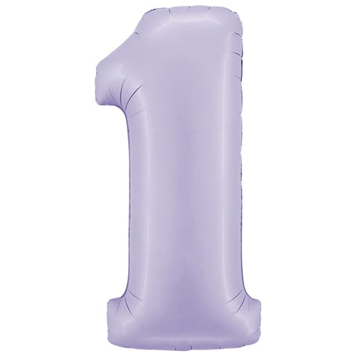 Satin Lilac Number 1 Giant Foil Helium Balloon 102cm / 40 in