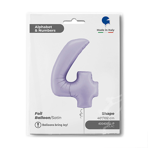 Satin Lilac Number 4 Giant Foil Helium Balloon 102cm / 40 in Product Gallery Image