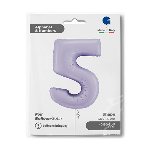 Satin Lilac Number 5 Giant Foil Helium Balloon 102cm / 40 in Product Gallery Image