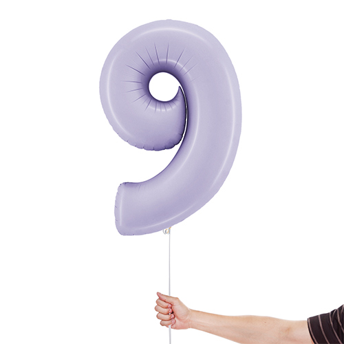 Satin Lilac Number 9 Giant Foil Helium Balloon 102cm / 40 in Product Gallery Image