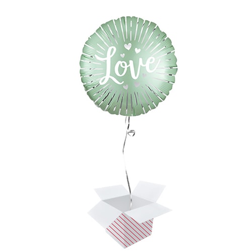 Satin Love Burst Round Foil Helium Balloon - Inflated Balloon in a Box Product Gallery Image