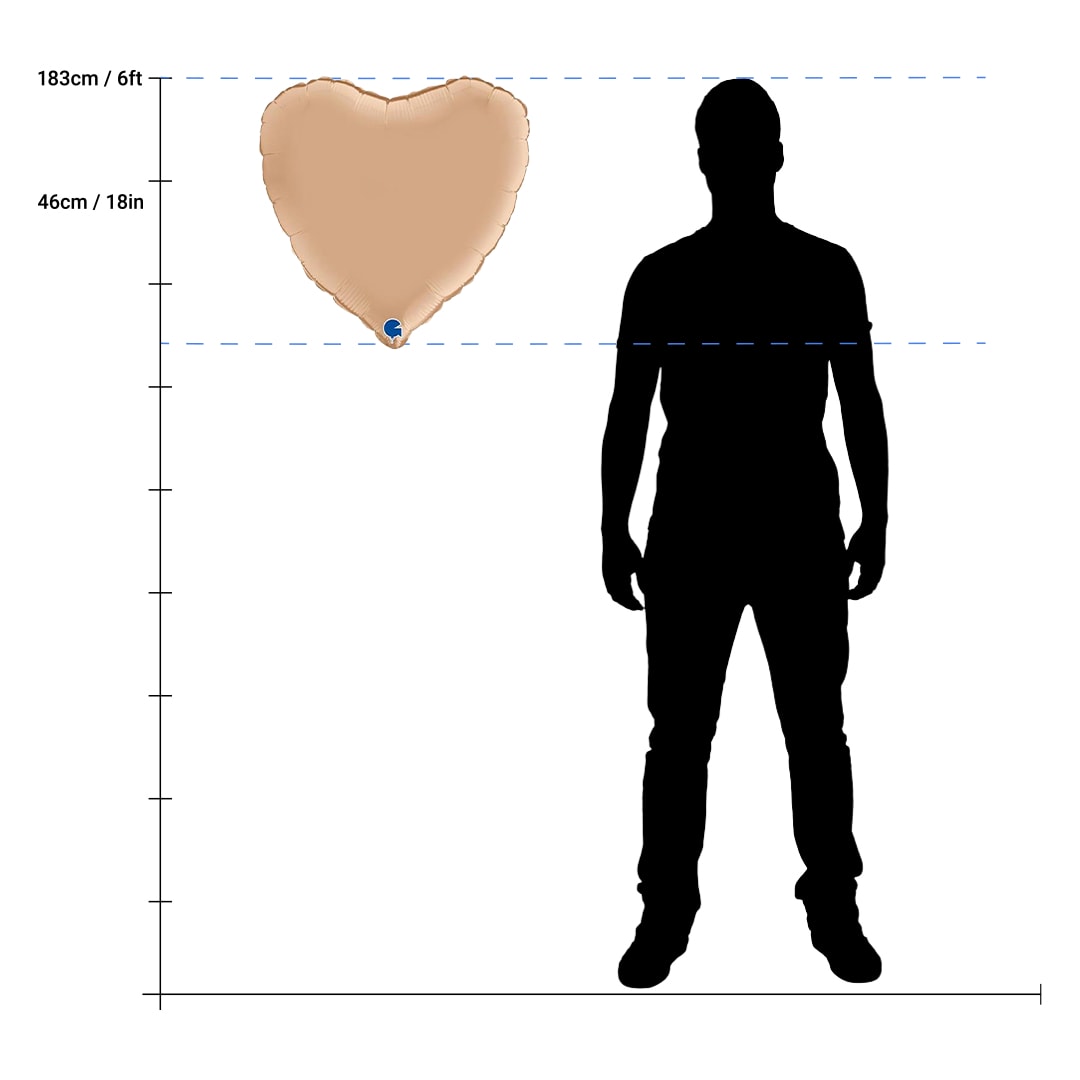 Satin Nude Heart Shape Foil Helium Balloon 46cm / 18 in Product Gallery Image