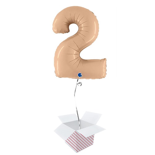 Satin Nude Number 2 Helium Foil Giant Balloon - Inflated Balloon in a Box Product Gallery Image