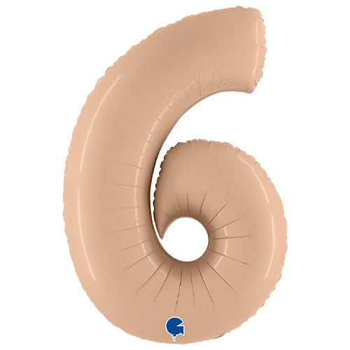 Satin Nude Number 6 Helium Foil Giant Balloon 102cm / 40 in Product Image