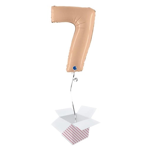 Satin Nude Number 7 Helium Foil Giant Balloon - Inflated Balloon in a Box Product Gallery Image