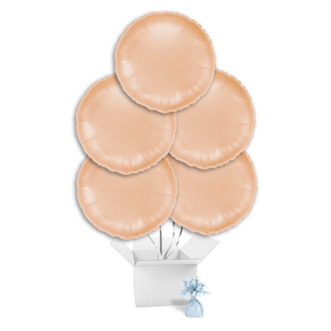Satin Nude Round Foil Balloon Bouquet - 5 Inflated Balloons In A Box