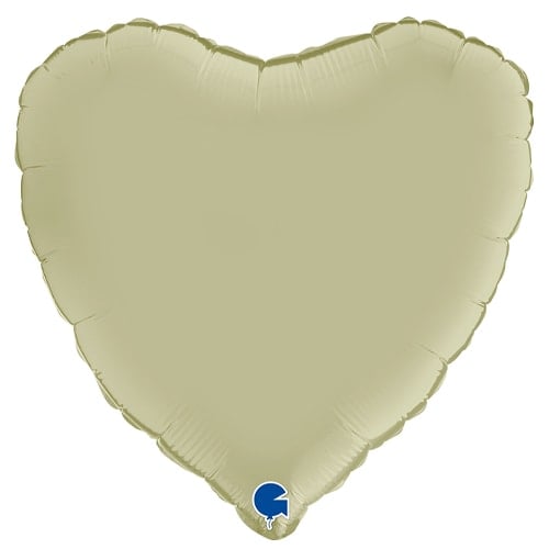 Satin Olive Green Heart Shape Foil Helium Balloon 46cm / 18 in