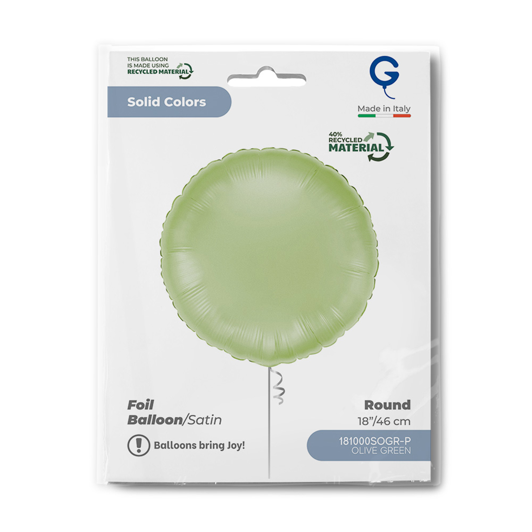 Satin Olive Green Round Foil Balloon 46cm / 18 in View 3