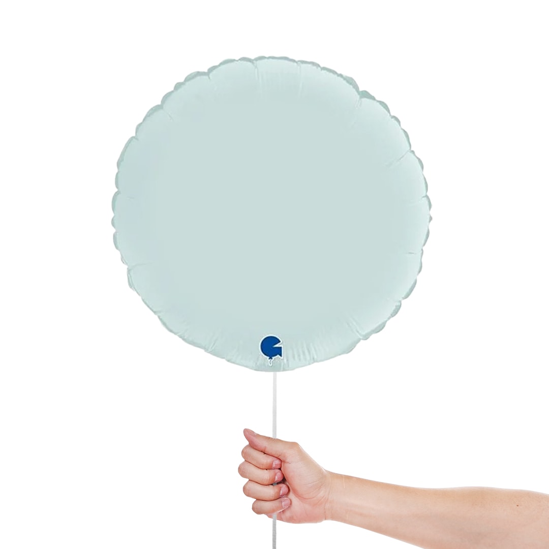 Satin Pastel Blue Round Shape Foil Helium Balloon 46cm / 18 in Product Gallery Image