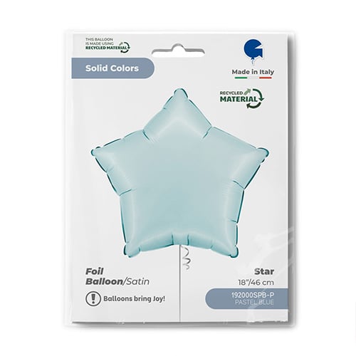 Satin Pastel Blue Star Foil Helium Balloon 46cm / 18 in Product Gallery Image