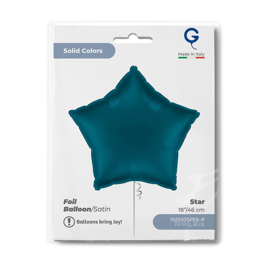 Satin Petrol Blue Star Shaped Foil Balloon 46cm / 18 in View 3