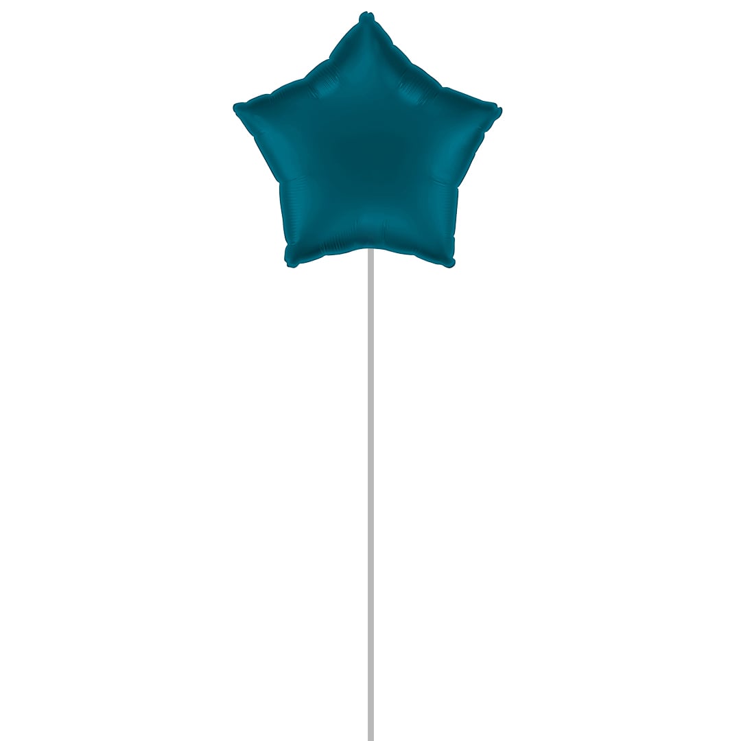 Satin Petrol Blue Star Shaped Foil Balloon - Inflated Balloon In A Box Product Gallery Image