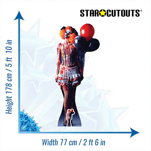 Halloween Scary Female Clown Lifesize Cardboard Cutout 178cm Product Gallery Image