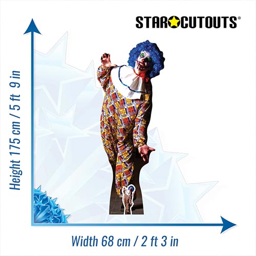 Halloween Scary Male Clown Lifesize Cardboard Cutout 175cm Product Gallery Image