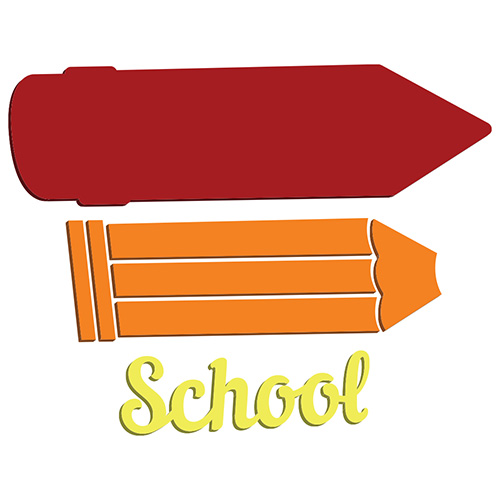 School Pencil Shaped Triple Layer Plaque Sign 15cm Product Gallery Image