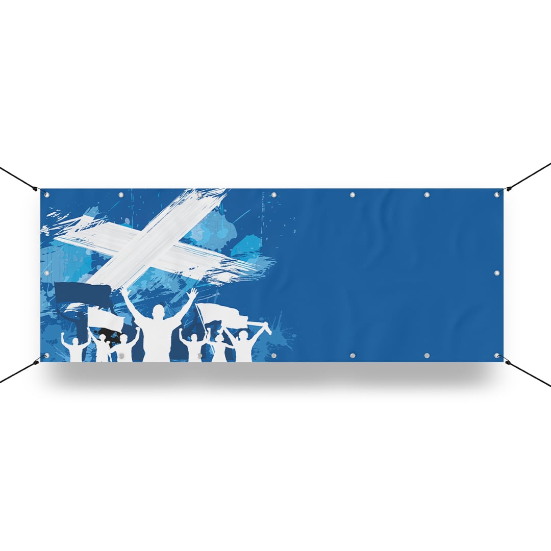 Scotland Flag Cheering Design Small Personalised Banner 4ft x 2ft