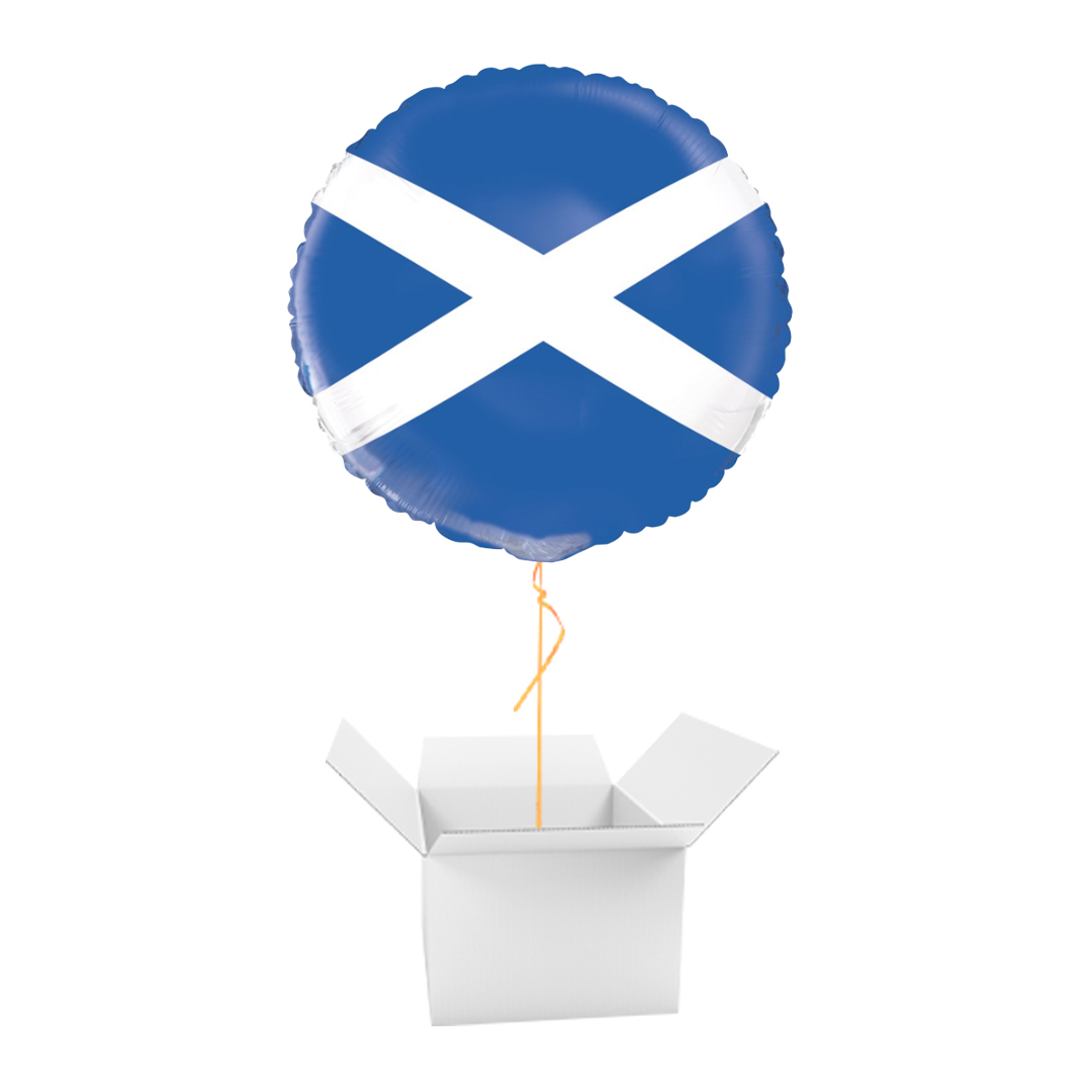 Scotland Flag Round Foil Balloon - Inflated Balloon In A Box