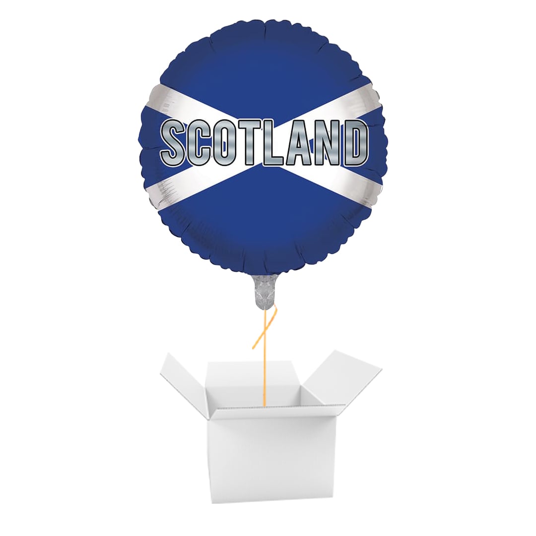 Scotland Football Round Foil Balloon - Inflated Balloon In A Box