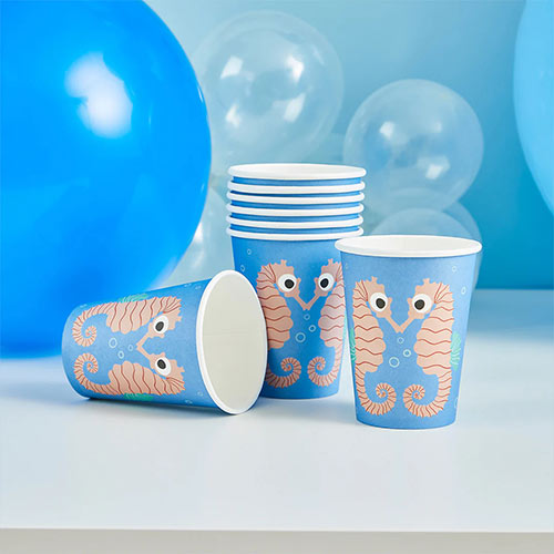 Seahorse Paper Cups 230ml - Pack of 8 Product Gallery Image