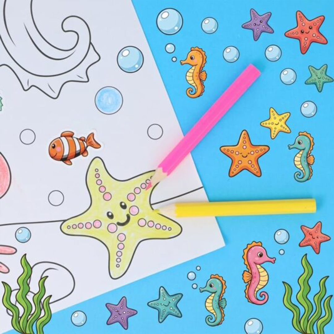 Sealife Colouring Set with Mini Pencils & Stickers View 3