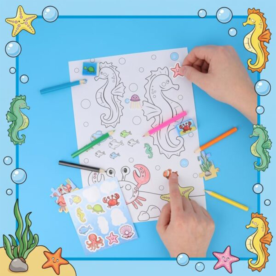 Sealife Colouring Set with Mini Pencils & Stickers View 2