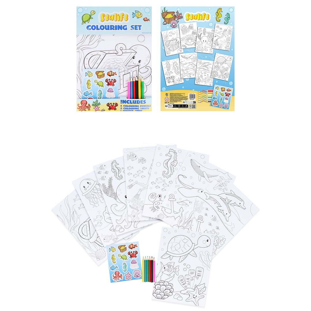 Sealife Colouring Set with Mini Pencils & Stickers