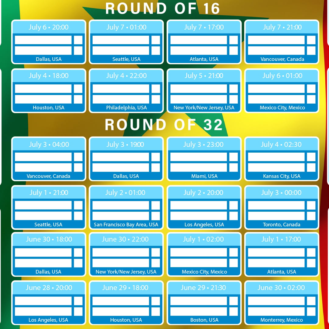 Senegal Flag World Football Championship Cup 2026 A0 Fixture Wall Chart senegal-flag-world-football-championship-cup-2026-a0-fixture-wall-chart